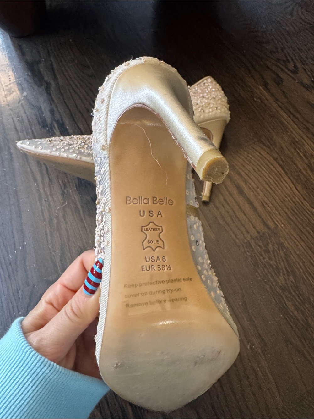 Bella Belle ELSA IVORY Illusion Mesh Ivory Sequin Heels - Picture 6 of 6